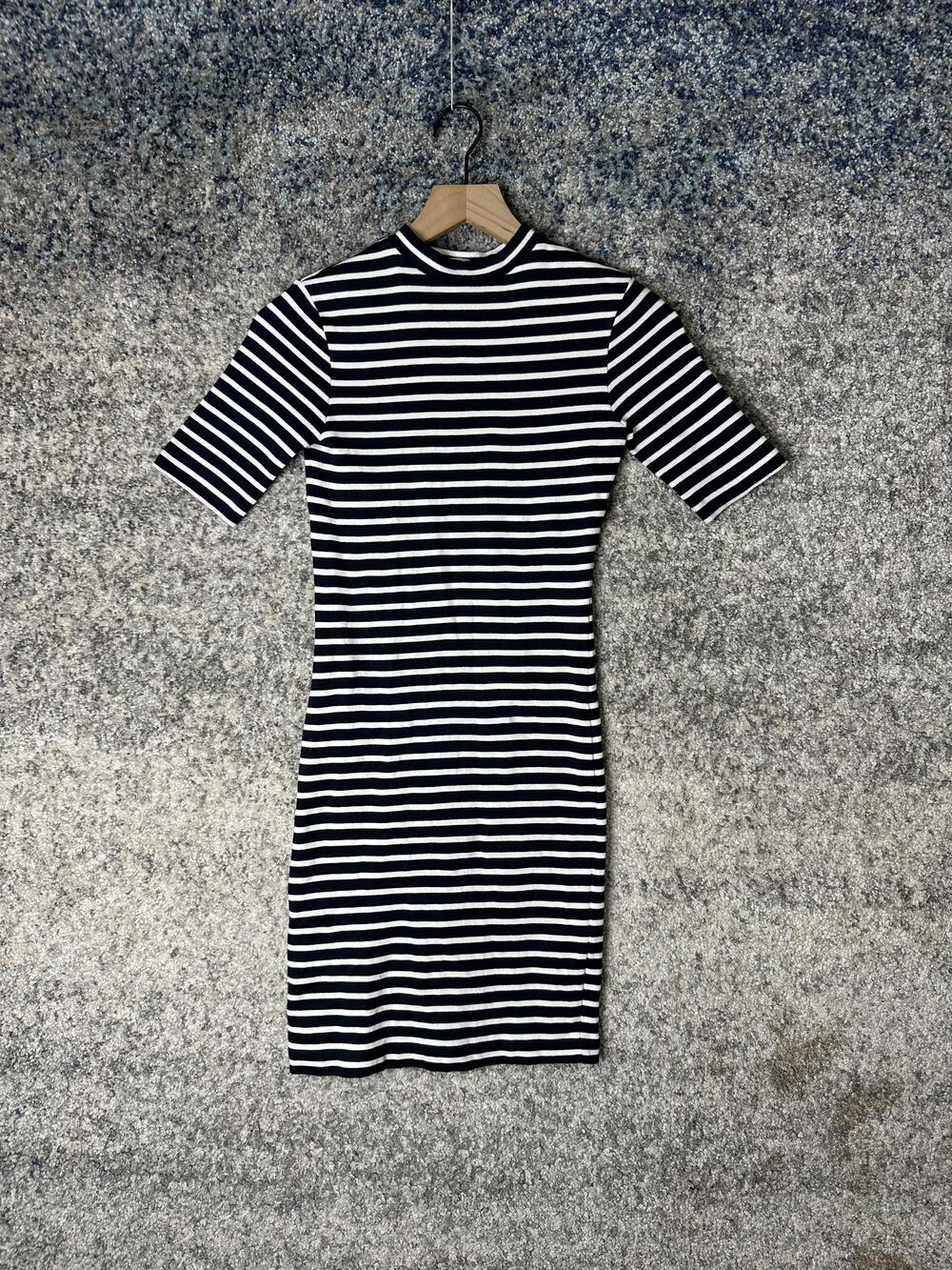 Alexander Wang Dress Womens XS Striped Fitted Short Sleeve Mini Crewneck Casual